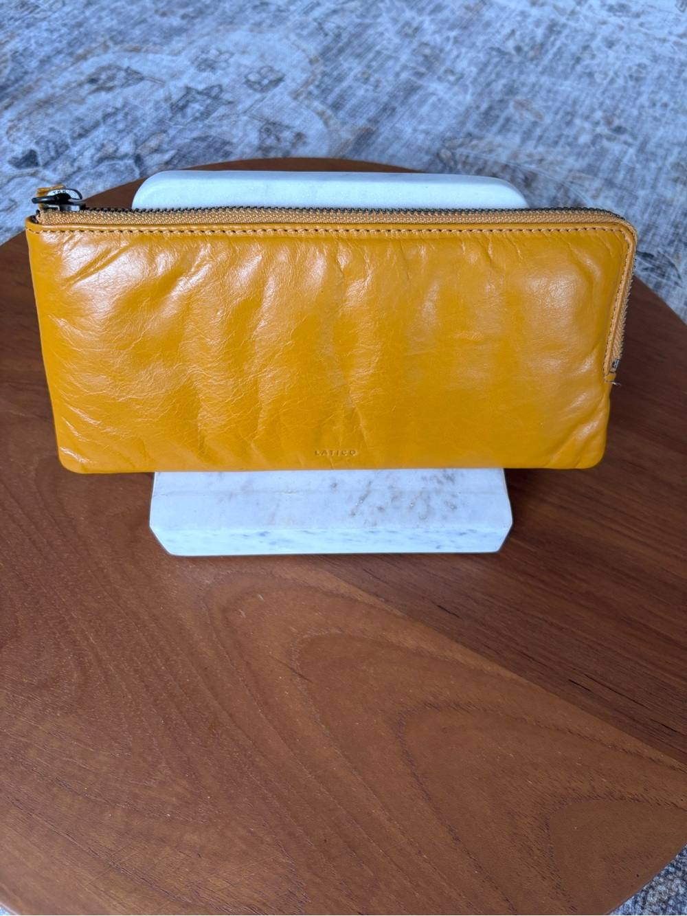 LaticoYellow Leather Zip Clutch Wallet